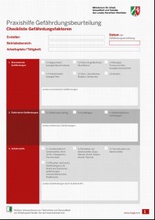 Vorschaubild Vorschaubild 1: Checkliste Gefährdungsfaktoren - Praxishilfe Gefährdungsbeurteilung