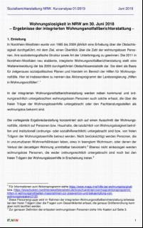 Vorschaubild 3: Integrierte Wohnungsnotfall-Berichterstattung 2018 in Nordrhein-Westfalen.